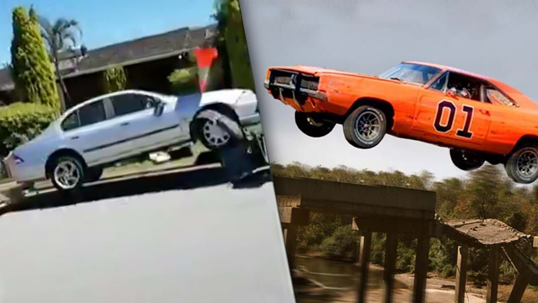 Article heading image for Watch: Perth Blokes Try To Go Full 'Dukes Of Hazard' In Ford Falcon