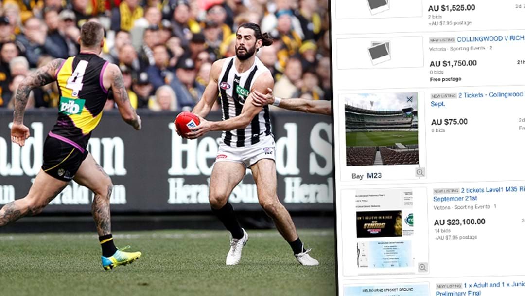 Article heading image for Richmond/Collingwood Tickets Are Being Flogged On eBay For Thousands Of Dollars