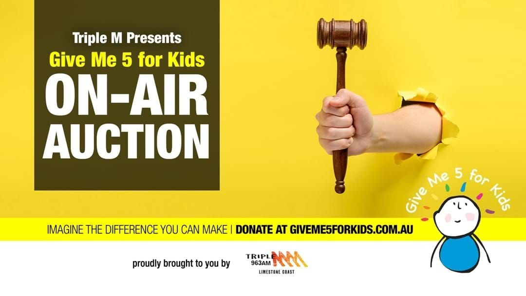Article heading image for Triple M’s Give Me Five For Kids Auctions are back.