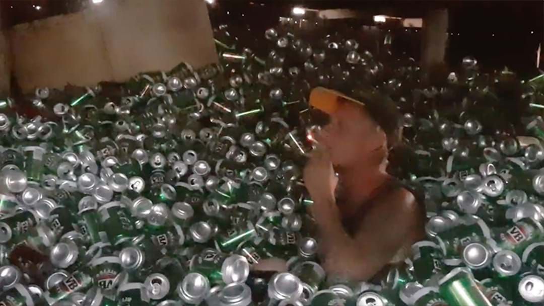 Article heading image for Bloke Collects 30,000 Empty VB Tinnies In His Shed To Make Australia's Greatest Beer Pit
