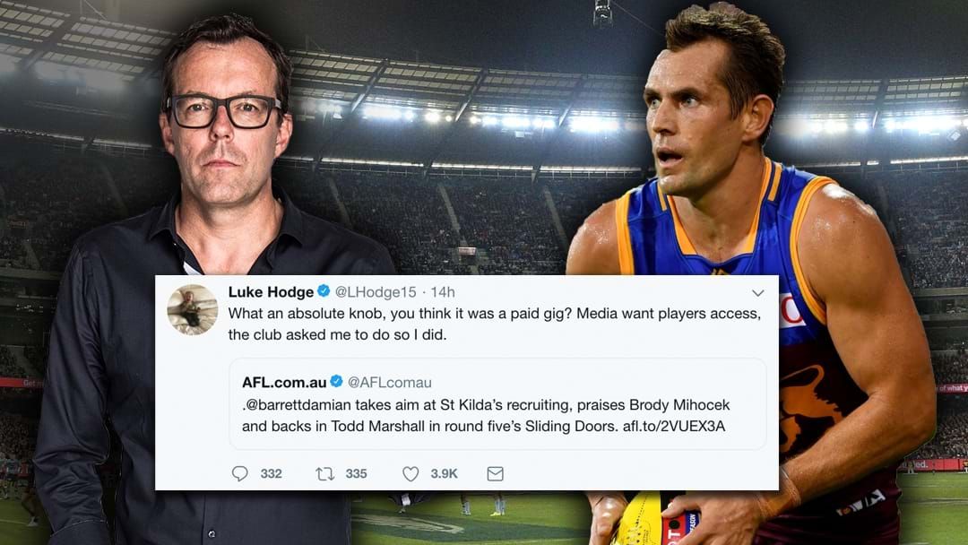 Article heading image for LISTEN | Luke Hodge Blasts Damian Barrett Over His Tweet