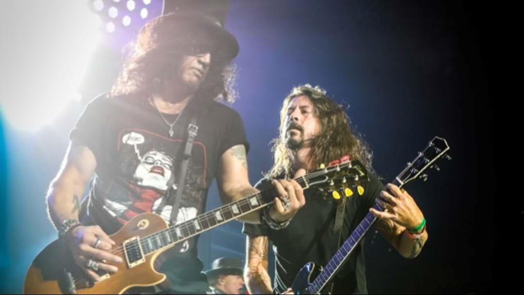 Article heading image for WATCH: Dave Grohl Play Paradise City With Guns N’ Roses