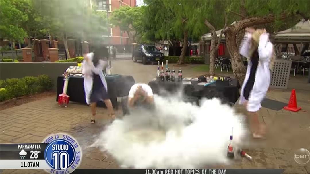 Article heading image for Channel 10 Morning Show Host Narrowly Escapes Injury As Science Experiment Nearly Goes Horribly Wrong