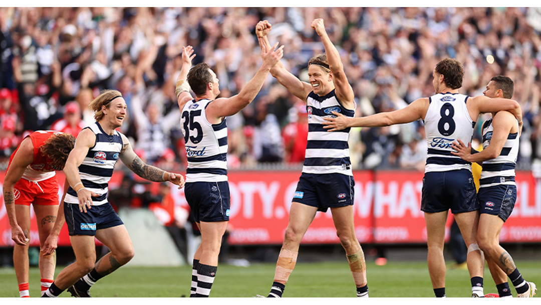 Article heading image for Geelong Legend Sam Newman Celebrating The Cats Flag!