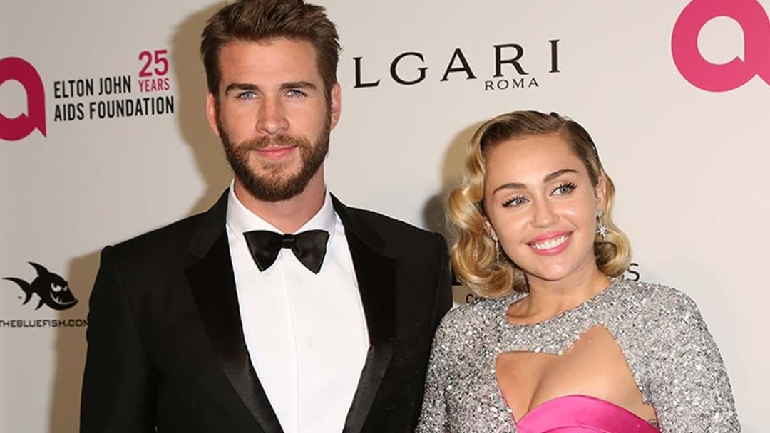 Article heading image for Miley Cyrus Calls Liam Hemsworth Her Husband In Open Love Letter On His Birthday