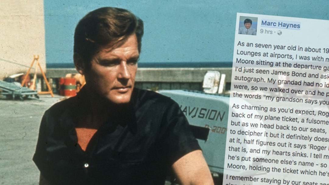 Article heading image for Bloke Shares Incredible Story About Meeting Roger Moore