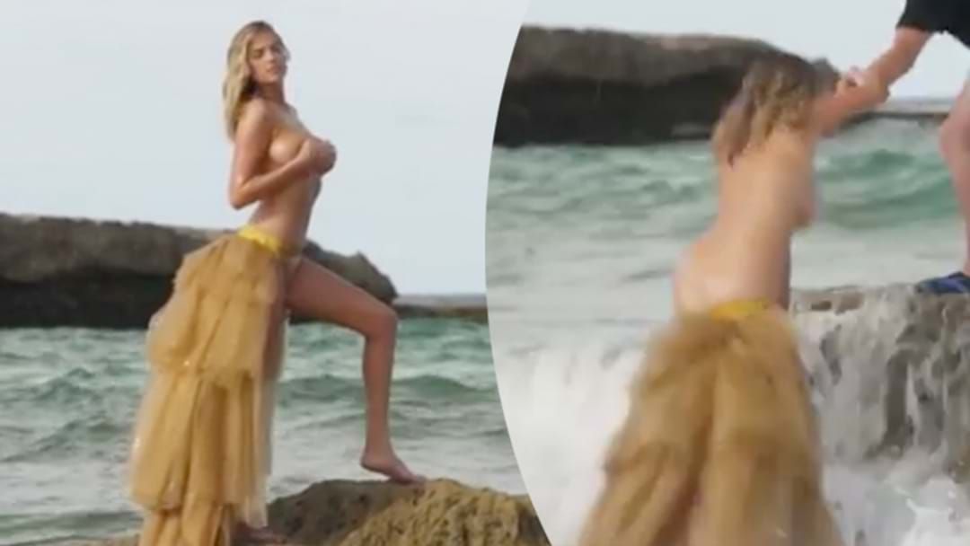 Article heading image for Your Imaginary Girlfriend Kate Upton Got Swept Off A Rock Topless And It Was All Caught On Camera