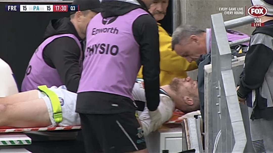 Article heading image for Robbie Gray Stretchered Off After Being Knocked Out In Sling Tackle