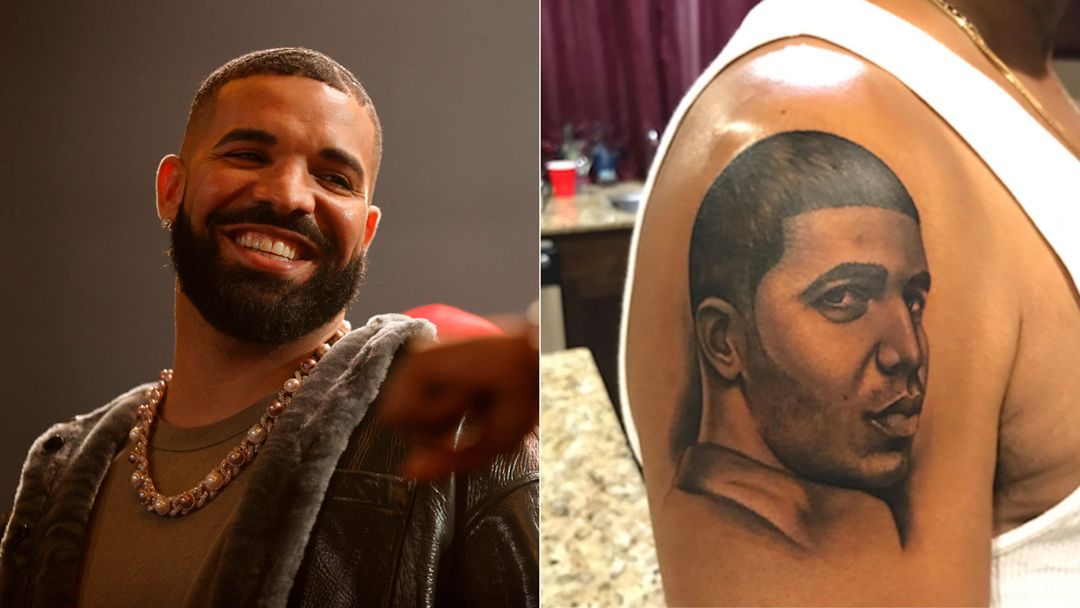 Article heading image for Drake Hilariously Calls Out His Dad For Having A Massive Tattoo Of His Face!