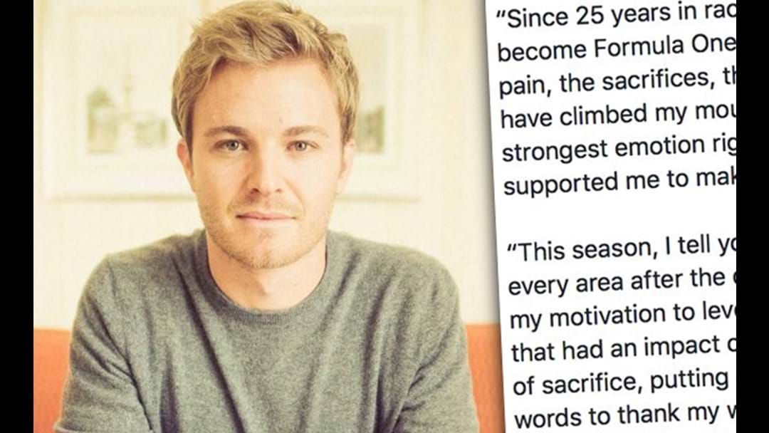 Article heading image for Nico Rosberg's Stunning Message To The F1 World