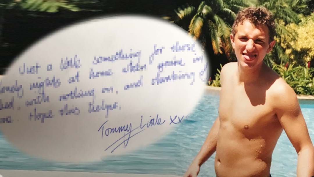 Article heading image for We Found A Pic Of 19 Year Old Tommy Little With A Cringe Love Note On The Back