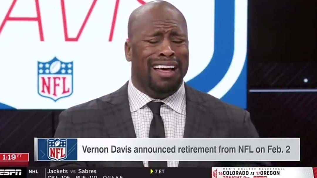 Article heading image for NFL Legend Bizarrely Starts 'Fake Crying' During Live TV Broadcast 