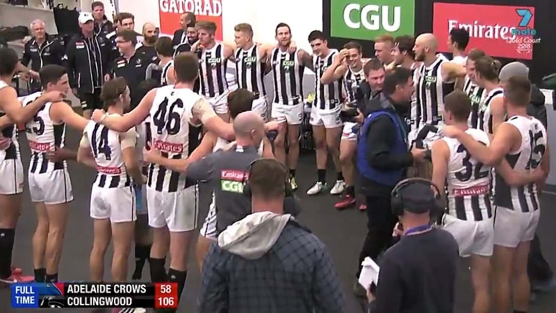 Article heading image for Scott Pendlebury Called All The Collingwood Staff In To Sing The Song After Their Win Over Adelaide