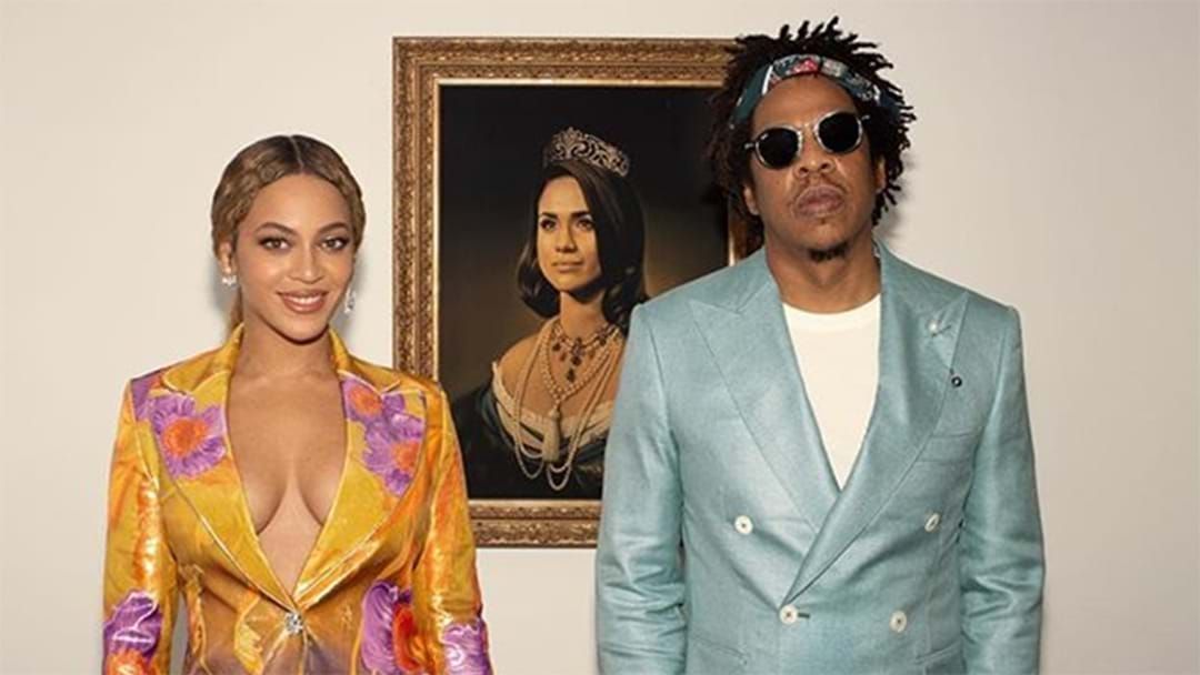 Article heading image for Beyonce And Jay-Z Accepted A BRIT Award In Front Of A Portrait Of Meghan Markle
