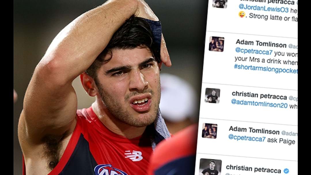 Article heading image for Christian Petracca Deletes Tweets Following Bizarre Conversation With Giants Player