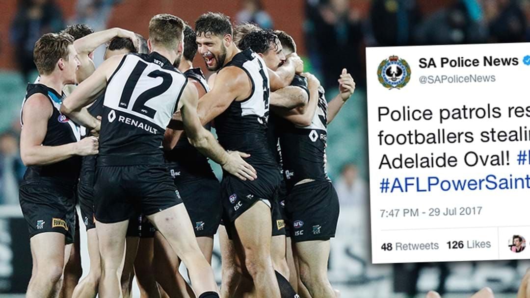 Article heading image for SA Police's Hilarious Reaction To Port Adelaide's Win