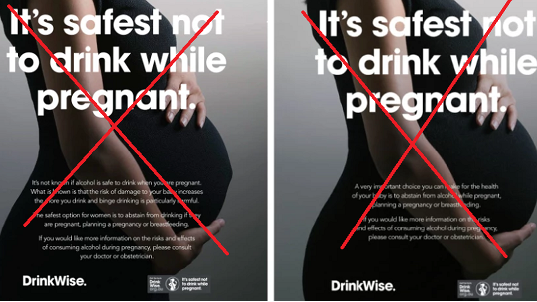 Article heading image for Pregnancy warning posters removed because of 'misleading' messages