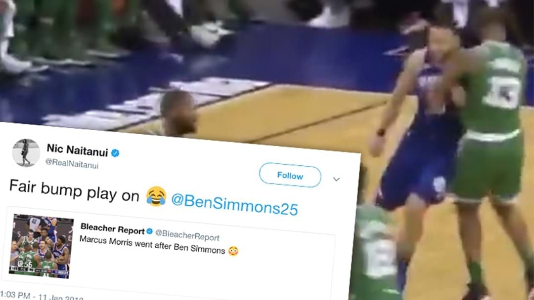 Article heading image for Ben Simmons Levels Opponent With An Old-Fashioned Hip And Shoulder