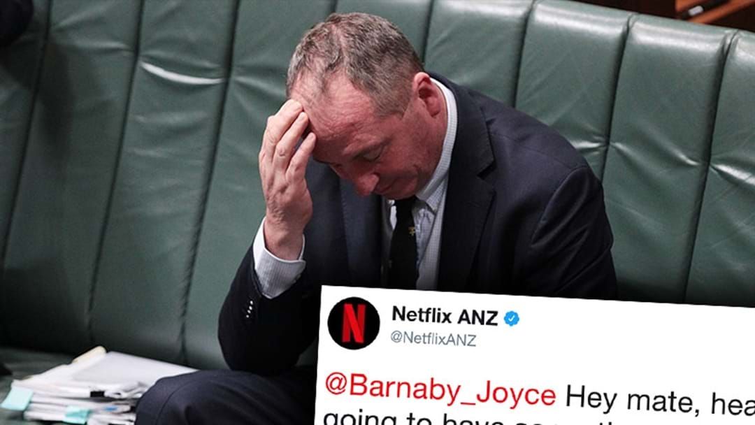 Article heading image for Netflix Just Rinsed Barnaby Joyce On Twitter
