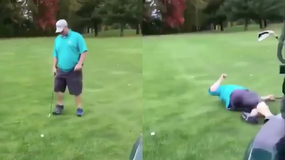 Article heading image for Watch: Drunk Golfer Hilariously Can't Keep His Balance Enough To Hit The Ball