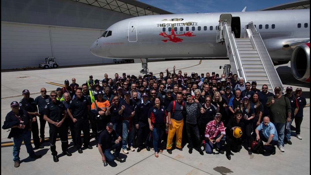 Article heading image for U2 Thanks Australian Fire Fighters At Airport