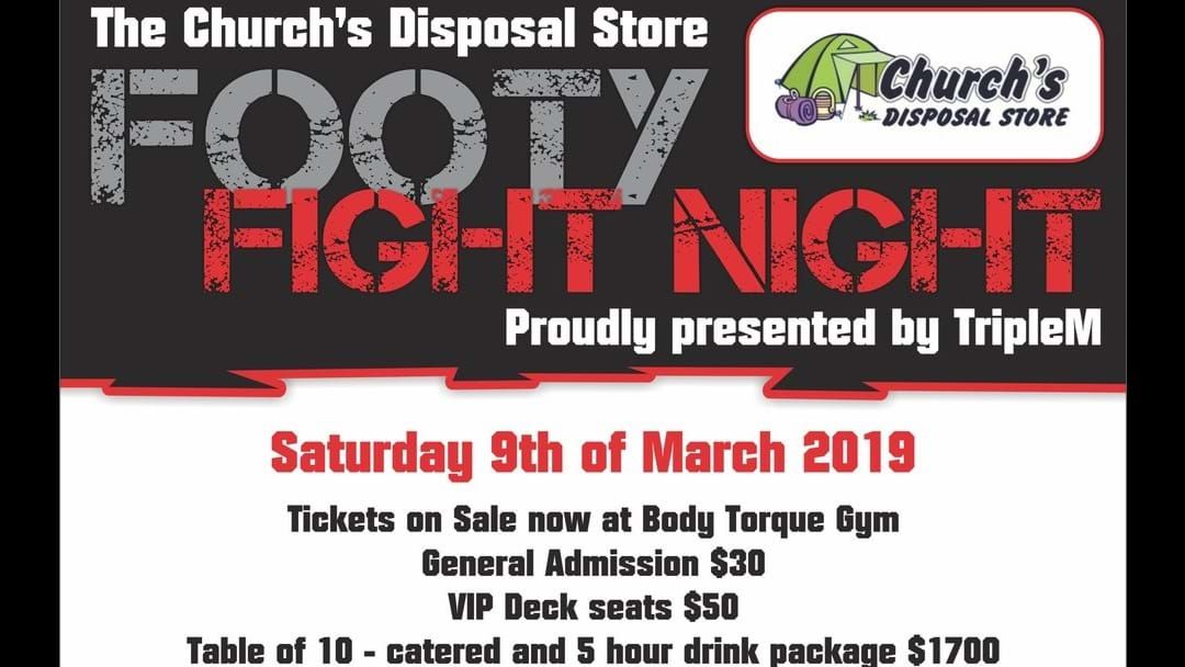 Article heading image for Disposals Store Charity Footy Fight Night