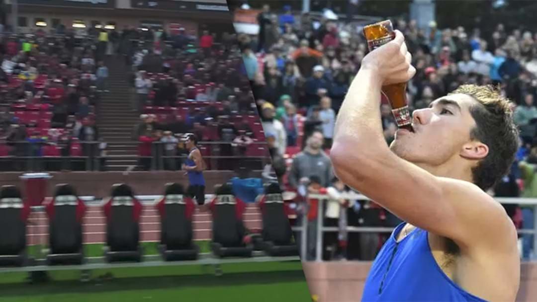 Article heading image for Some Absolute Weapon Just Smashed The 'Beer Mile' World Record