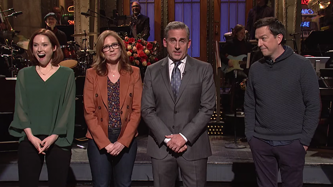 Article heading image for The Cast Of The Office US Hid Themselves In The SNL Crowd To Ask Steve Carell To Reboot The Series