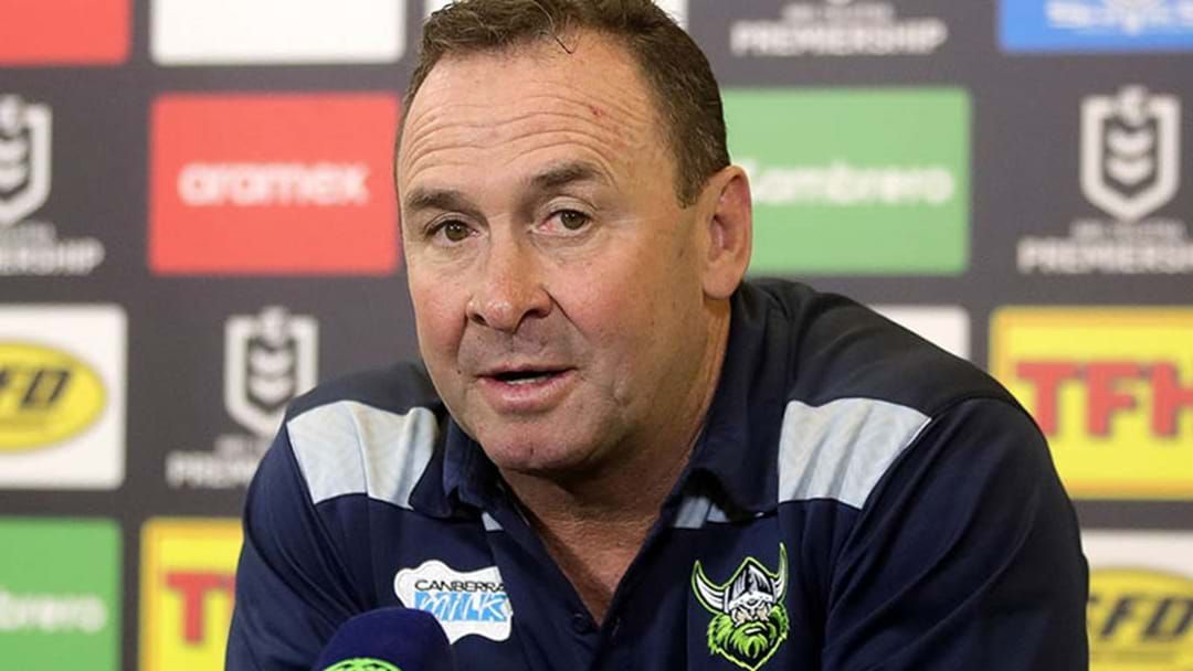 Article heading image for Coach Of The Canberra Raiders, Ricky Stuart, Calls Jay & Dave Before The Match At BB Print Stadium