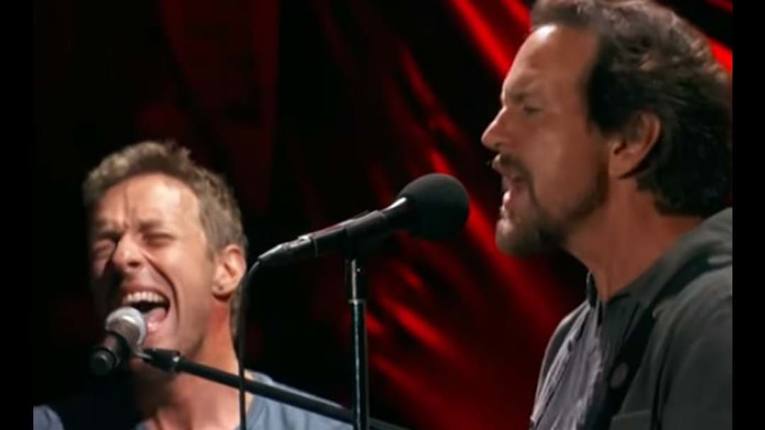 Article heading image for Eddie Vedder & Chris Martin Team Up For Surprise Performance Of A Crowded House Classic