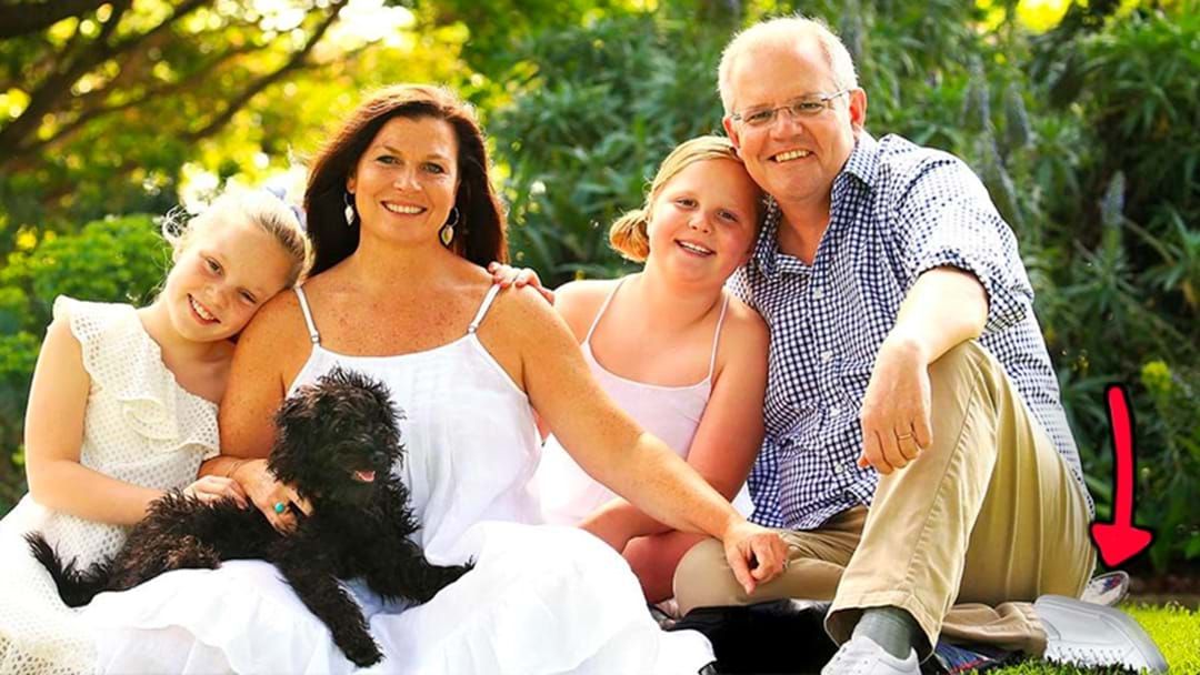 Article heading image for Scott Morrison Is Getting Rinsed For Having Shoes Photoshopped Onto His Feet On His Website