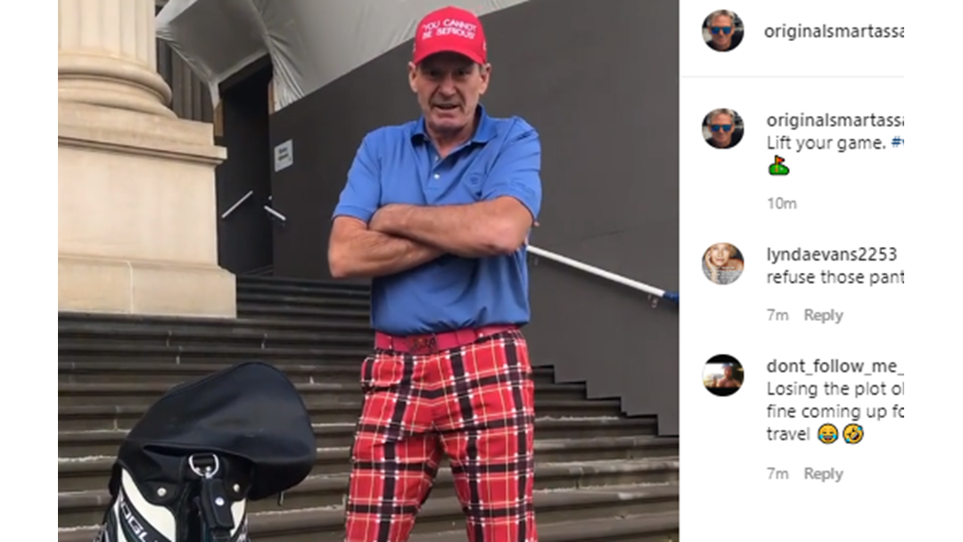 Article heading image for Sam Newman Is Currently Outside Spring Street Protesting About Golf