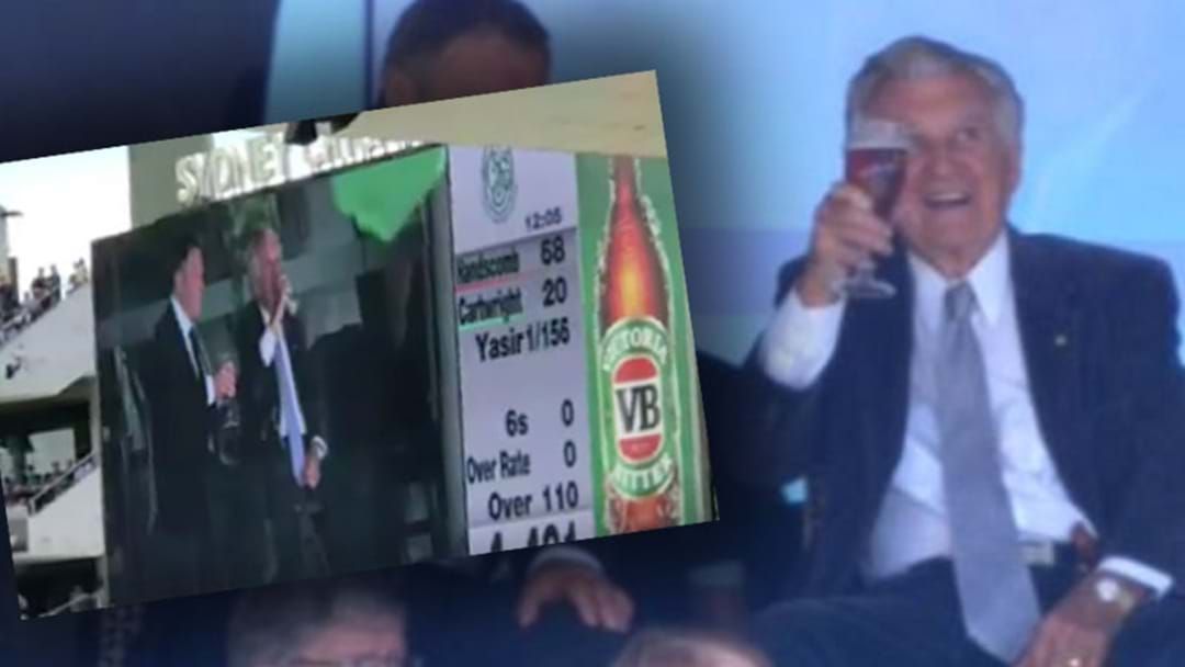 Article heading image for 87-Year-Old Bob Hawke Just NECKED A BEER On The SCG Big Screen 