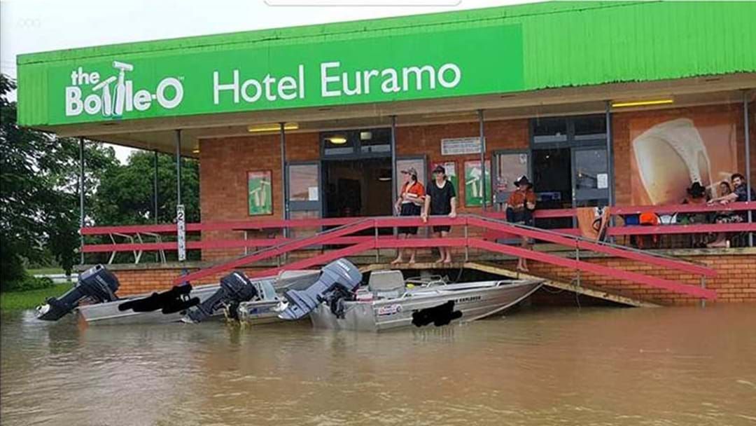 Article heading image for People In Flooded Northern Queensland Are Rocking Up To The Pub In Boats