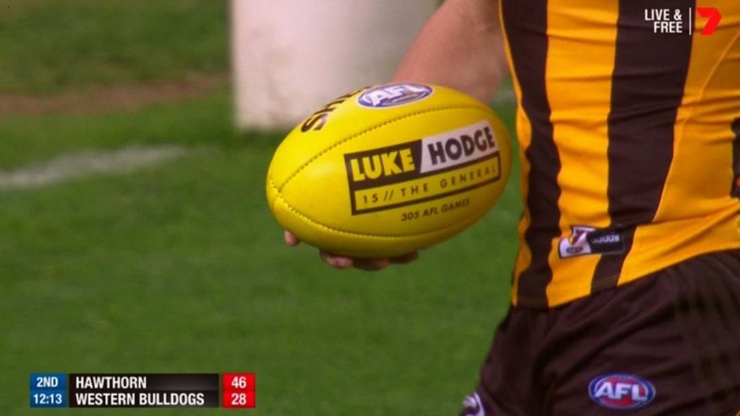 Article heading image for Luke Hodge Tribute On The Game Ball