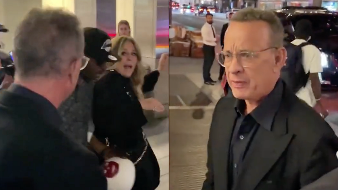 Article heading image for "Back The F*** Off" Tom Hanks Unleashes On Fans Who Almost Trip Wife Rita Wilson 